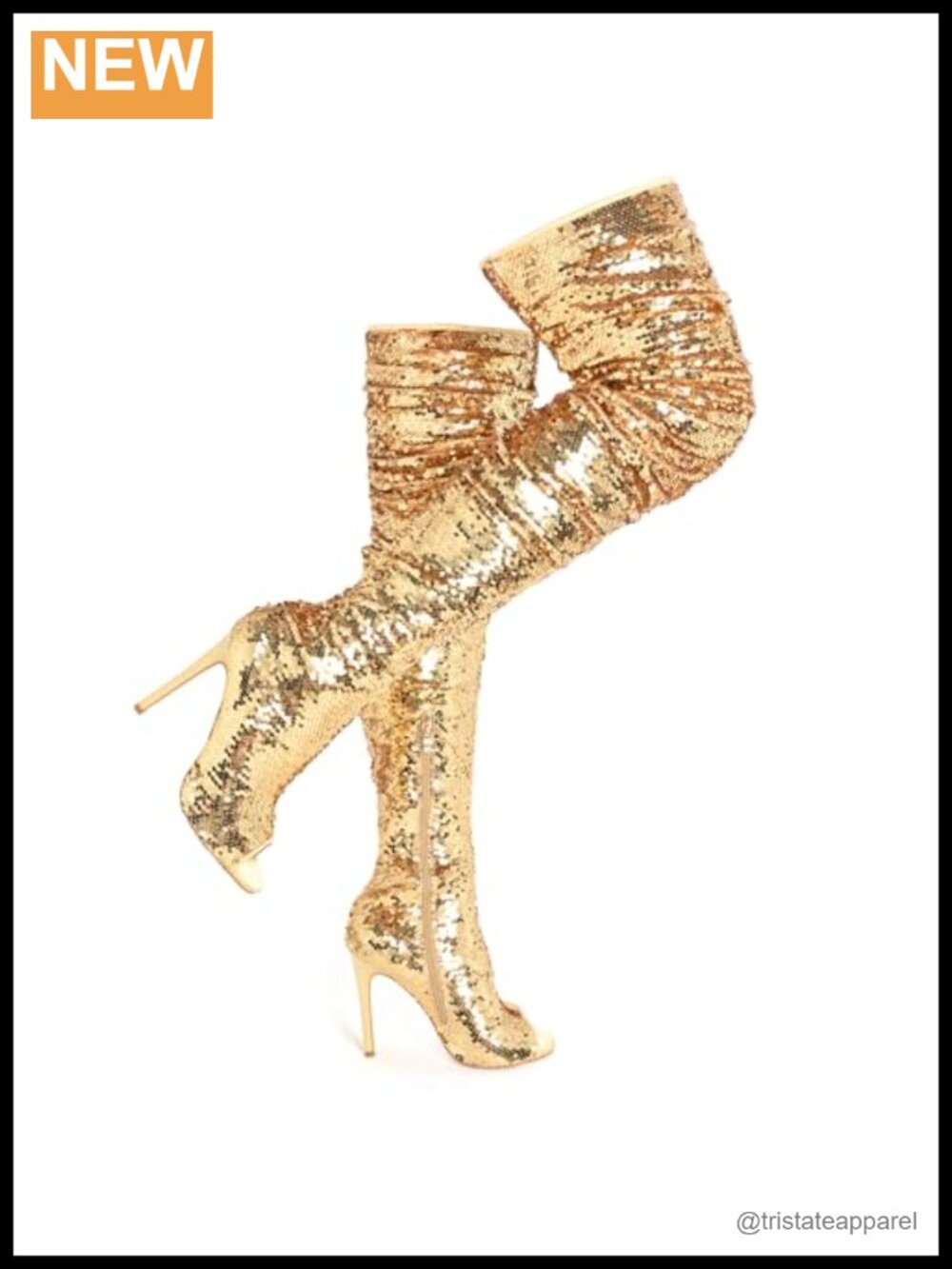Sparkly Sequin Over-the-Knee Thigh High Stiletto Heel Boots with Side Zipper